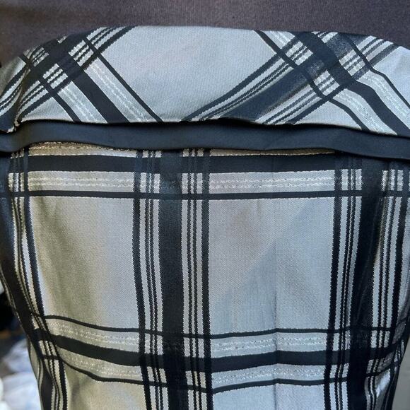 Y2K Plaid Gray Black Metallic Silver Strapless Corset Top Whimsigoth Going Out - Picture 4 of 6